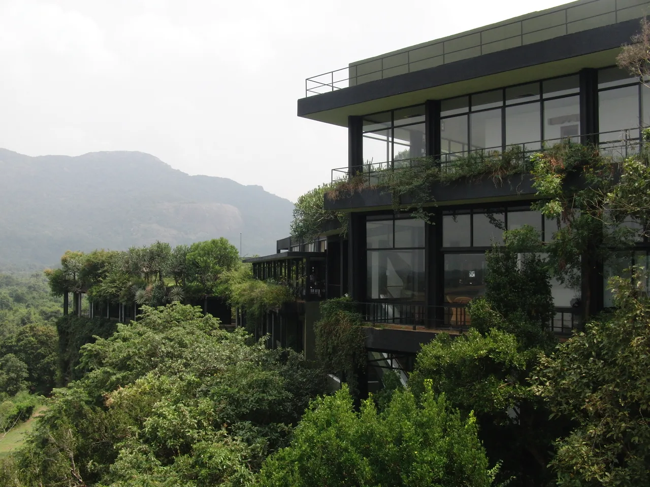 Heritance Kandalama Hotel built into the rock face near Dambulla, designed by Geoffrey Bawa