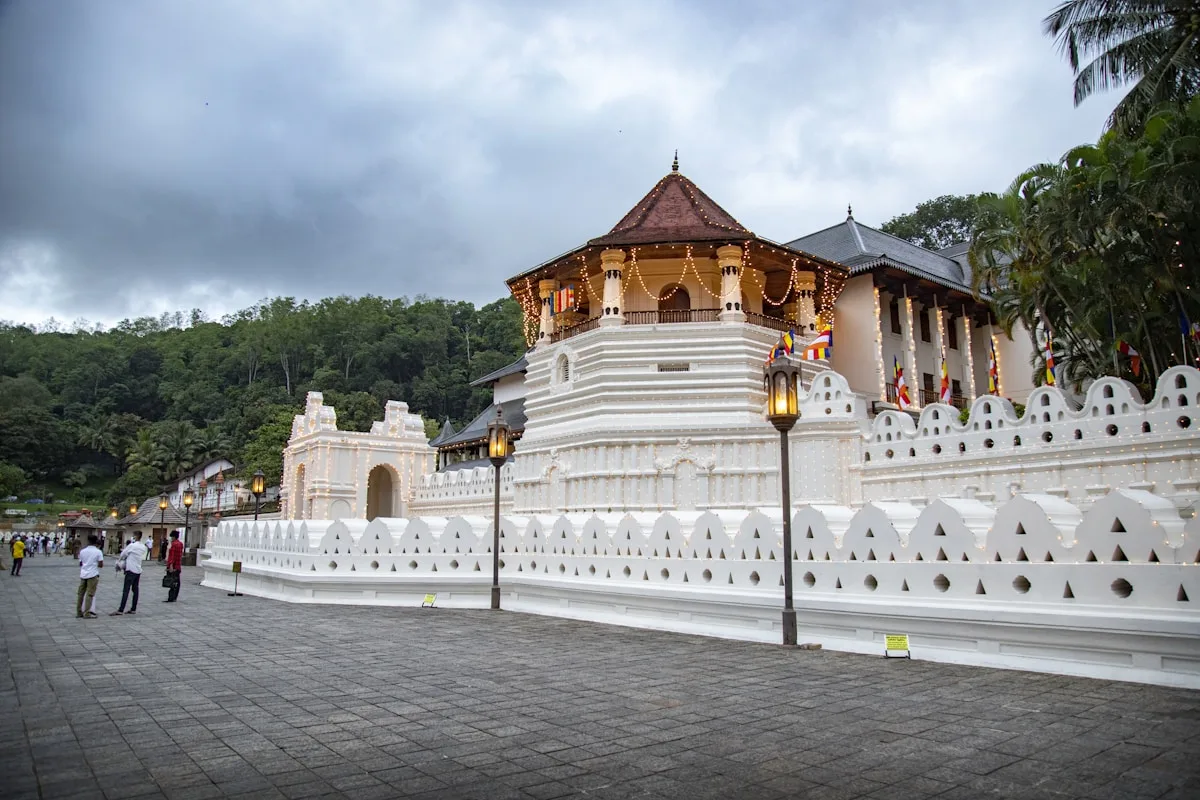 The Temple of the Tooth in Kandy, Sri Lanka - a sacred Buddhist temple beside the lake